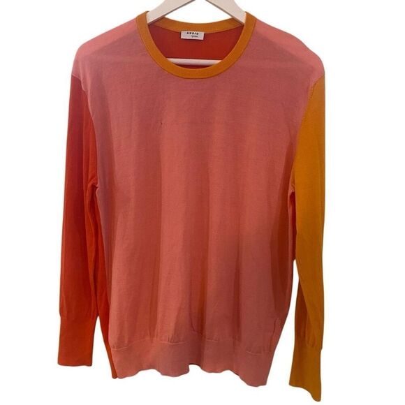 Akris Punto 100% Wool Color Block Crew Neck Sweater – Flawed – See Photos size 1 - Picture 1 of 9